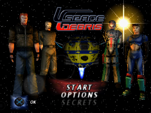 Space Debris title screen for Playstation